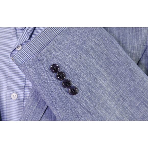 Hugo Boss Current Light Blue Wool Linen 2-Btn Blazer Jacket 42L - Picture 6 of 11